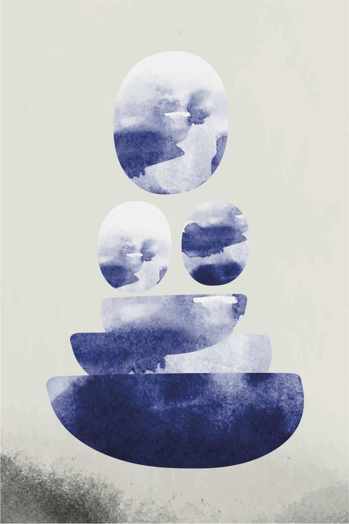 Poster wohnzimmer blaue balanceformen - TenStickers