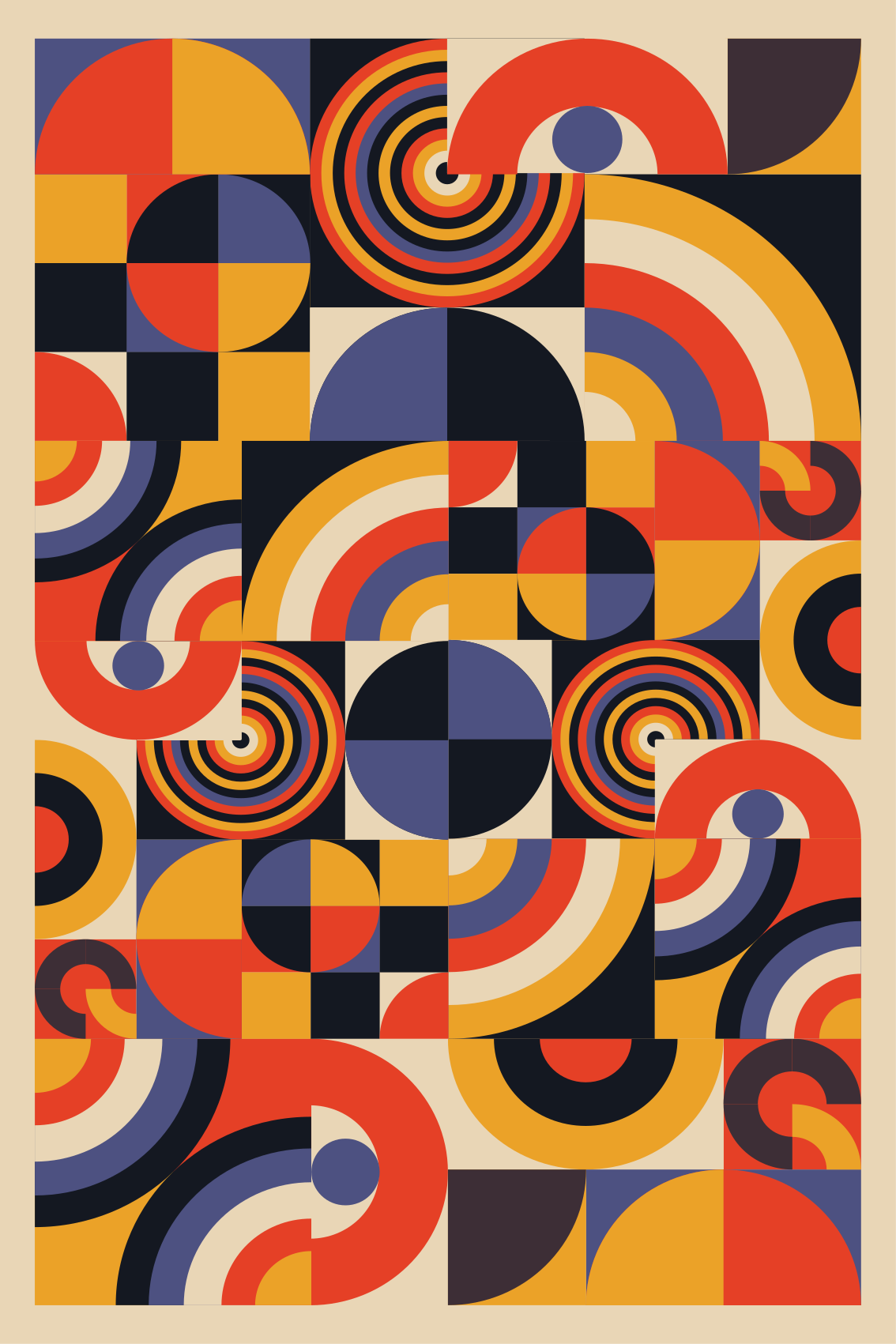Poster wohnzimmer bunte bauhaus kreise - TenStickers