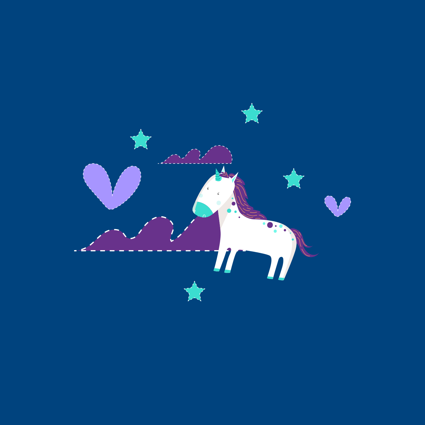 Poster kinderzimmer süße einhörner mit wolken und sternen - TenStickers