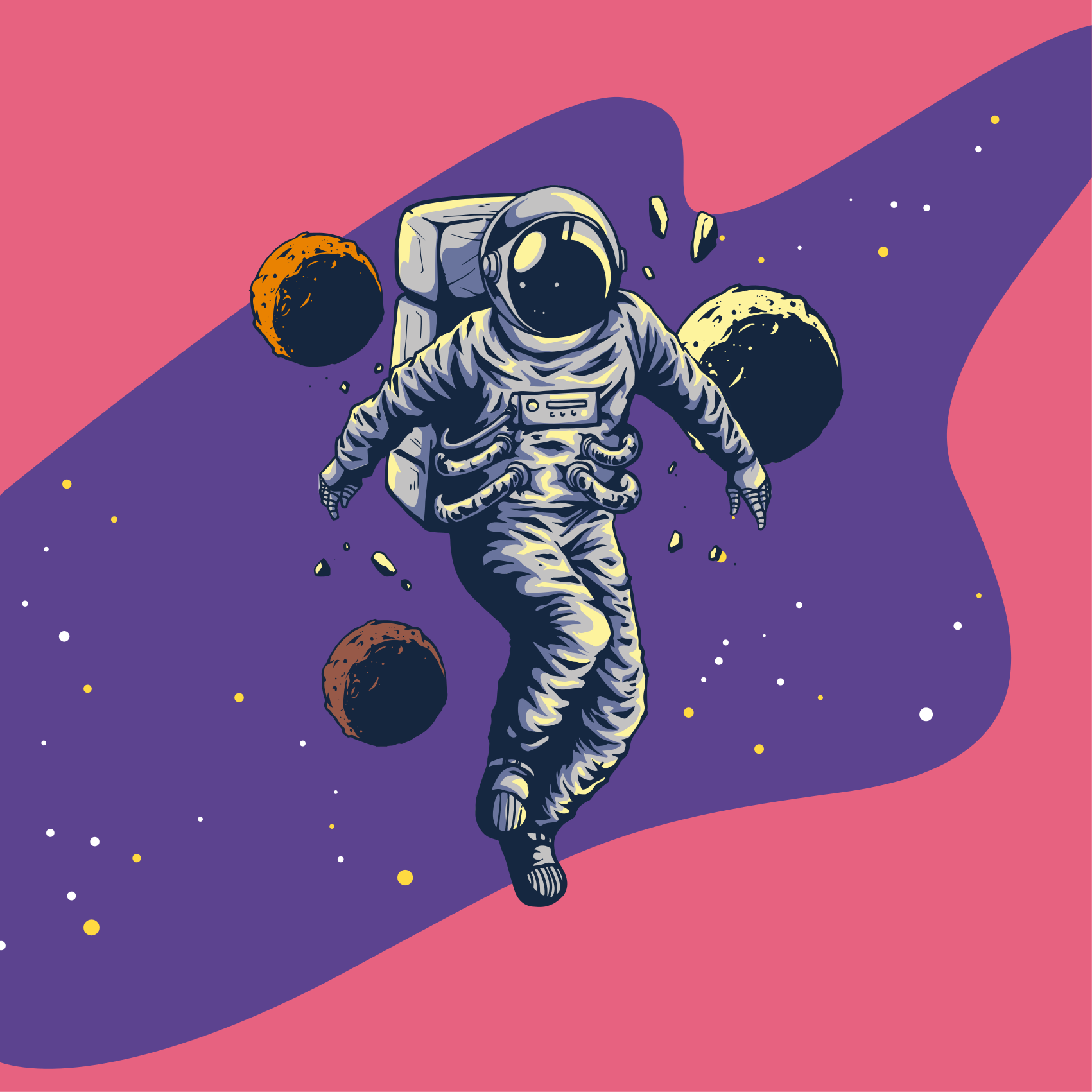 Poster kinderzimmer astronaut im flugstil handgezeichnet - TenStickers