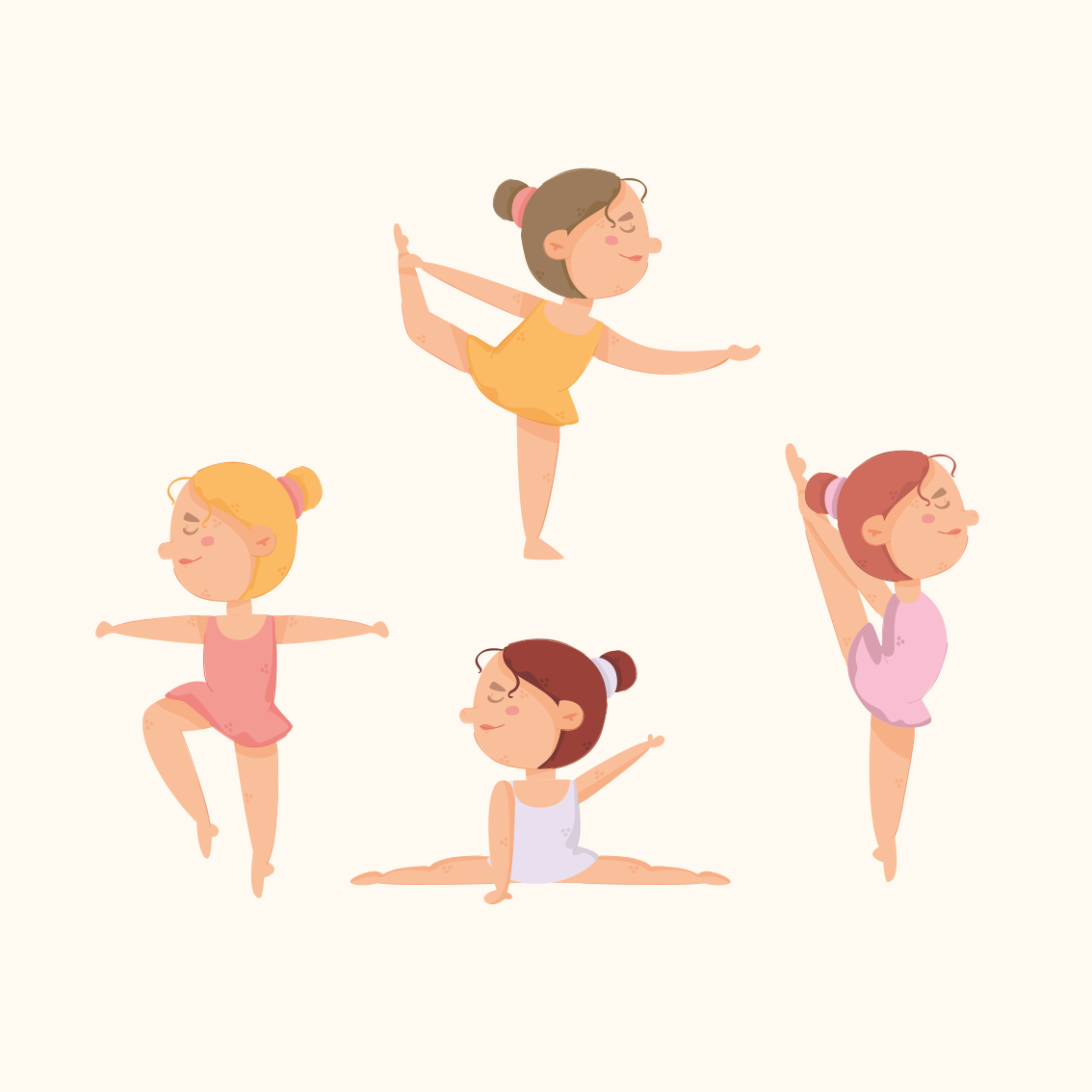 Poster kinderzimmer set von dehnenden ballerinas - TenStickers