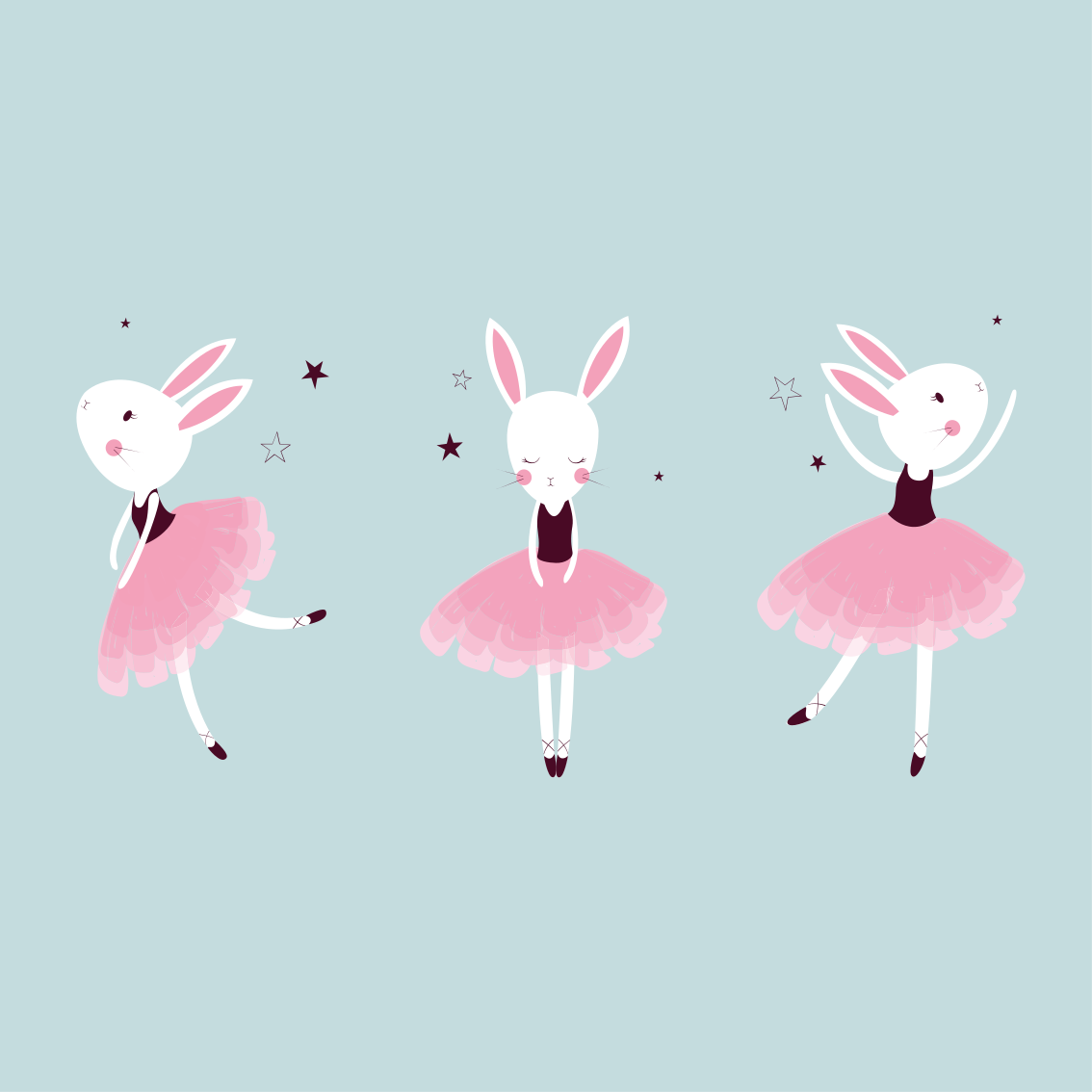 Poster kinderzimmer ballerina hase in rosen - TenStickers