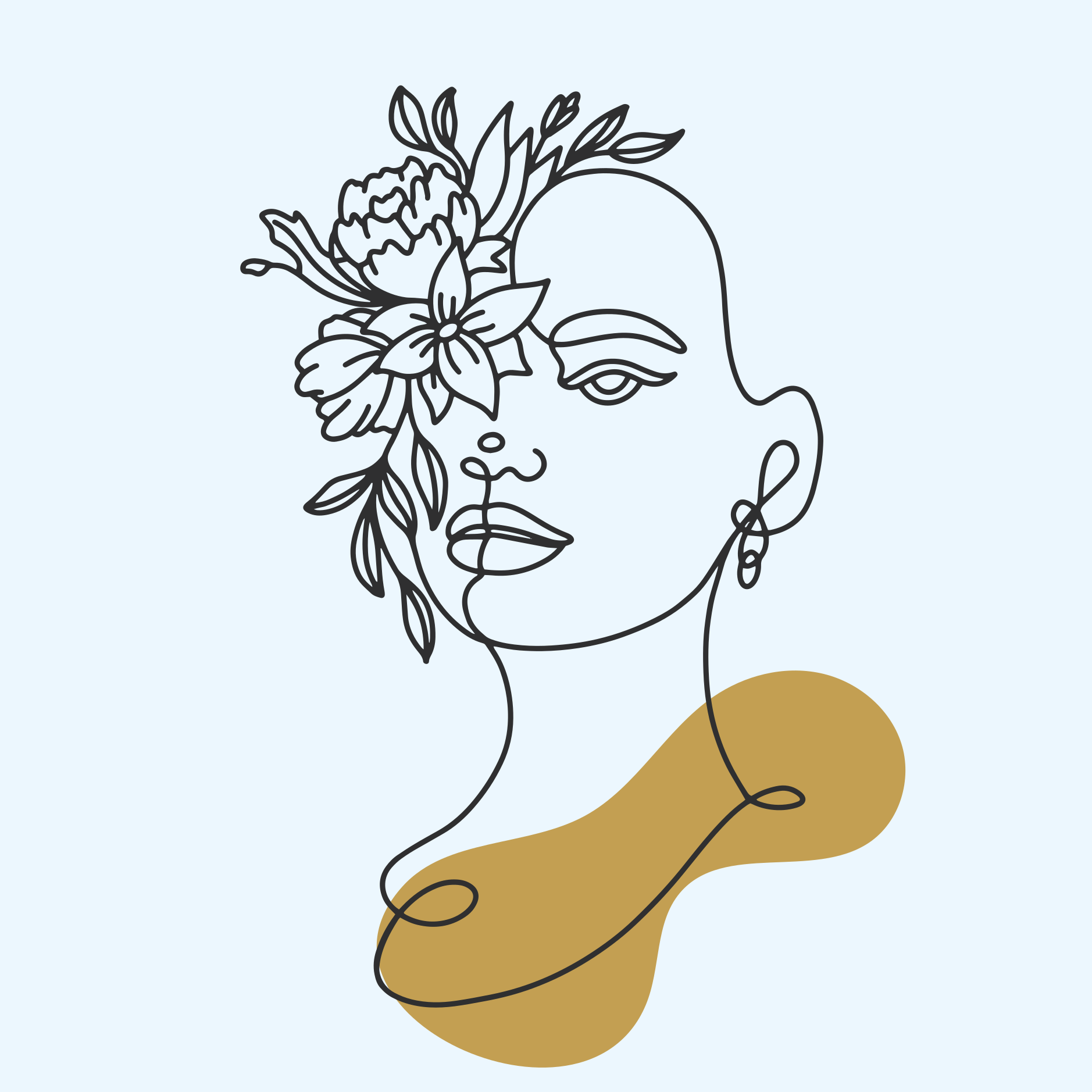 Blumenposter mit abstrakten frauenlinien - TenStickers
