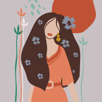 Blumenposter abstrakte frau mit langen haaren - TenStickers