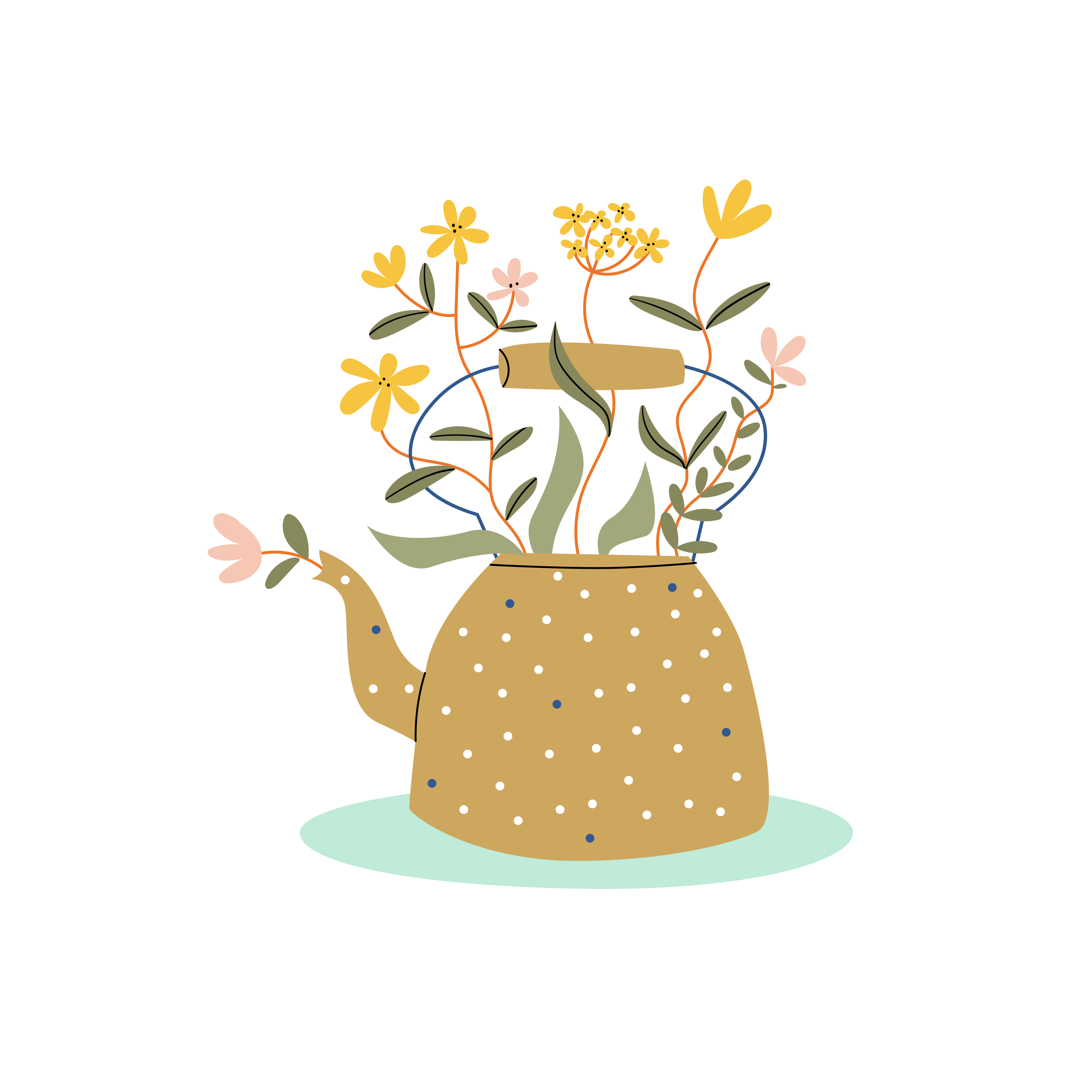 Blumenposter mit abstrakter gießkanne - TenStickers