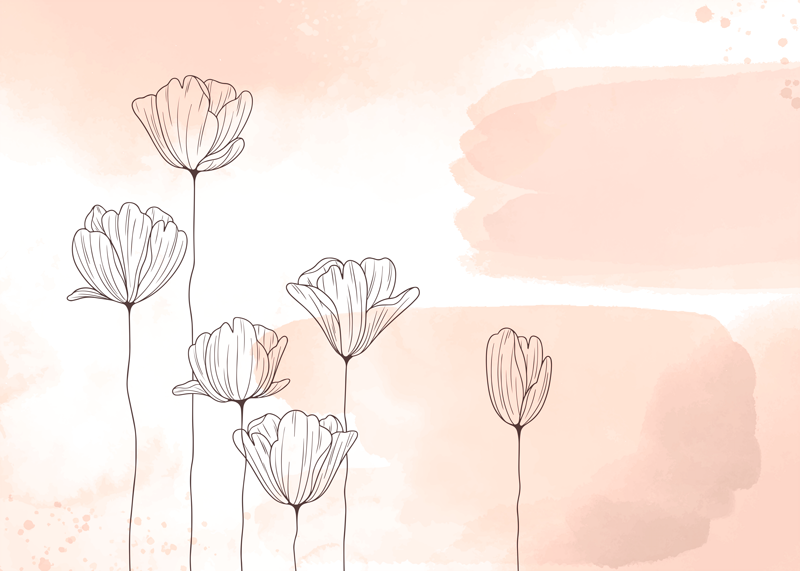Poster blumen und pflanzen im liniendesign - TenStickers