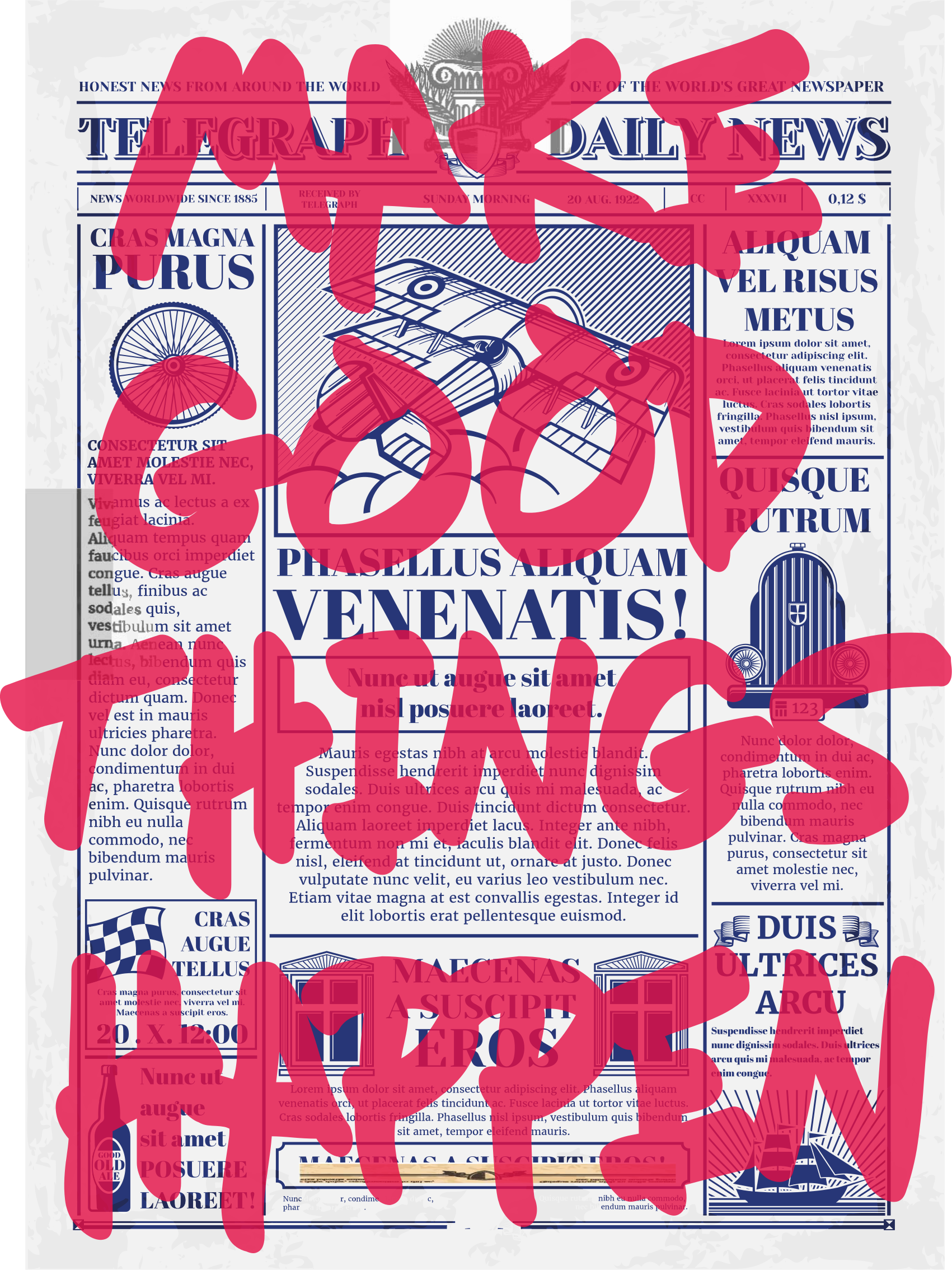 Poster zitat gute dinge geschehen retro design - TenStickers