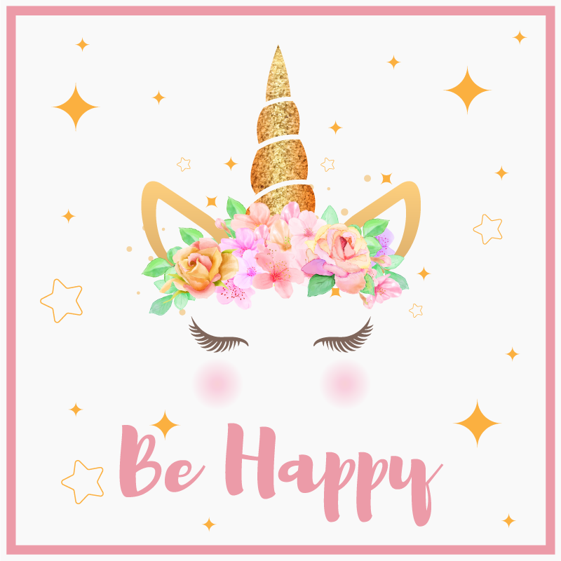 Poster teenagerzimmer einhornspruch sei glücklich - TenStickers