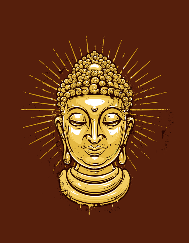 Zen poster mit goldener buddha silhouette - TenStickers