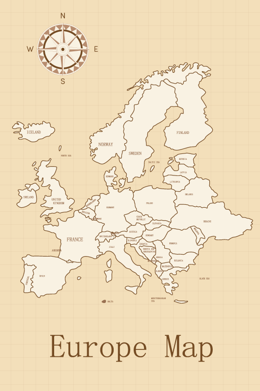 Poster weltkarte europa auf beigem hintergrund - TenStickers