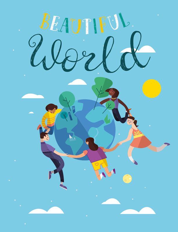 Poster weltkarte harmonische globus illustration - TenStickers
