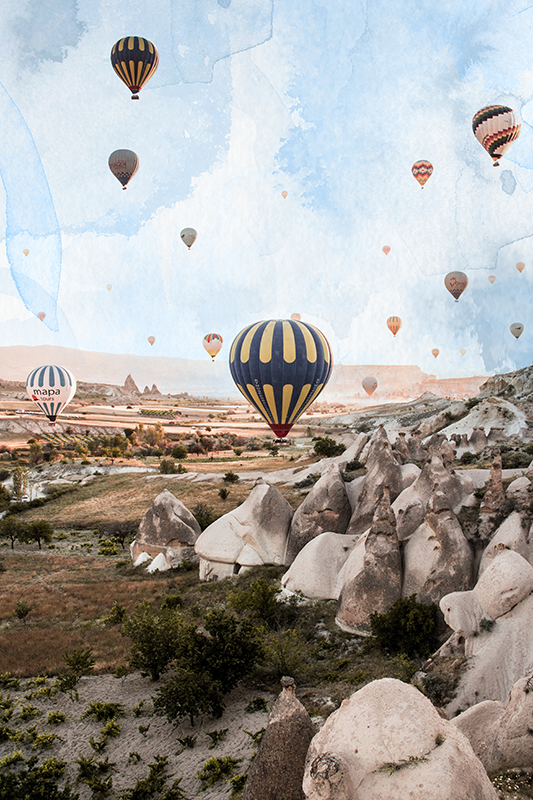 Poster länder und städte mit heißluftballons in kappadokien - TenStickers