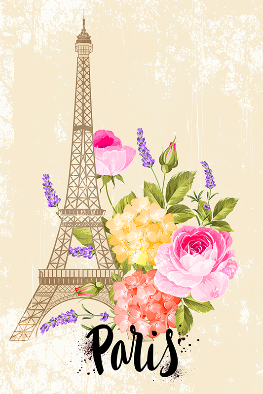 Poster länder und städte eiffelturm in frühling - TenStickers