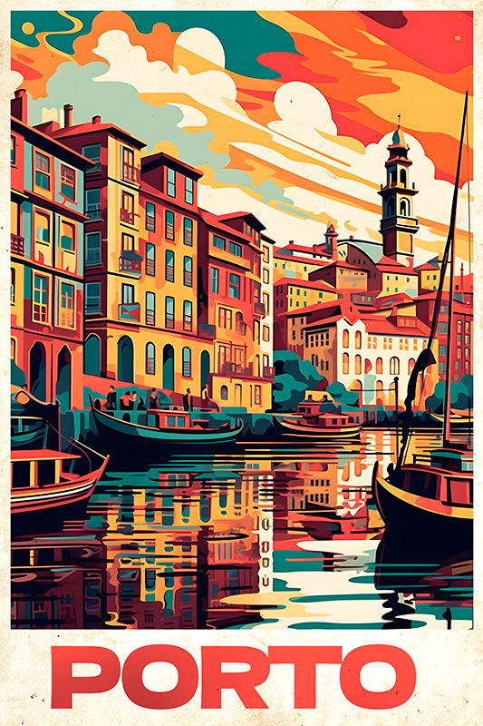 Poster länder und städte oporto vintage poster - TenStickers