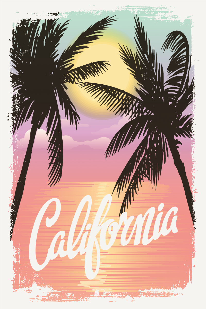 Poster länder und städte kalifornische sonnenuntergangsstimmung - TenStickers