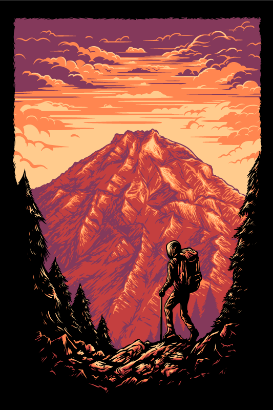 Poster landschaft abenteuer in den bergen - TenStickers