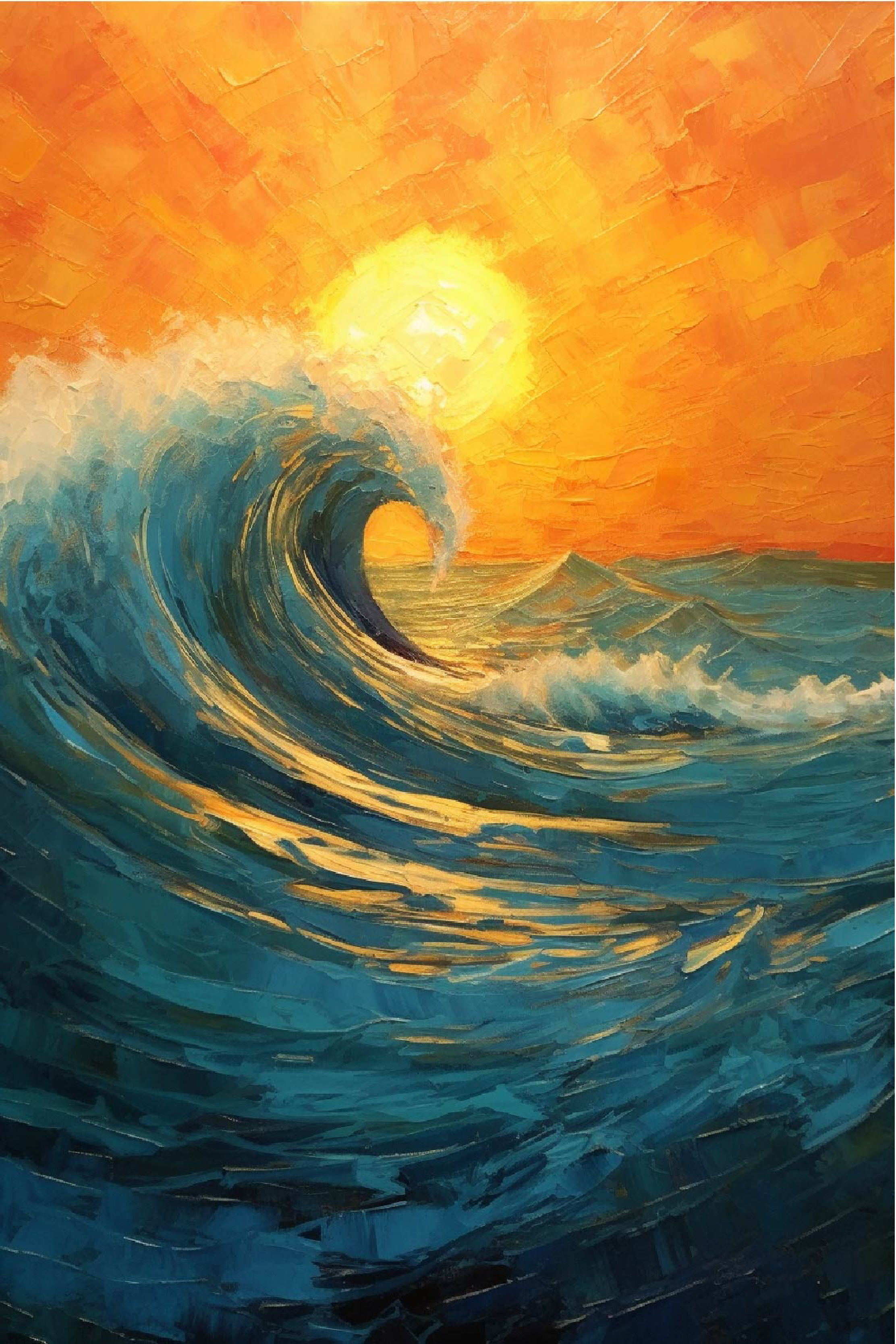 Poster landschaft sonnenaufgang welle - TenStickers