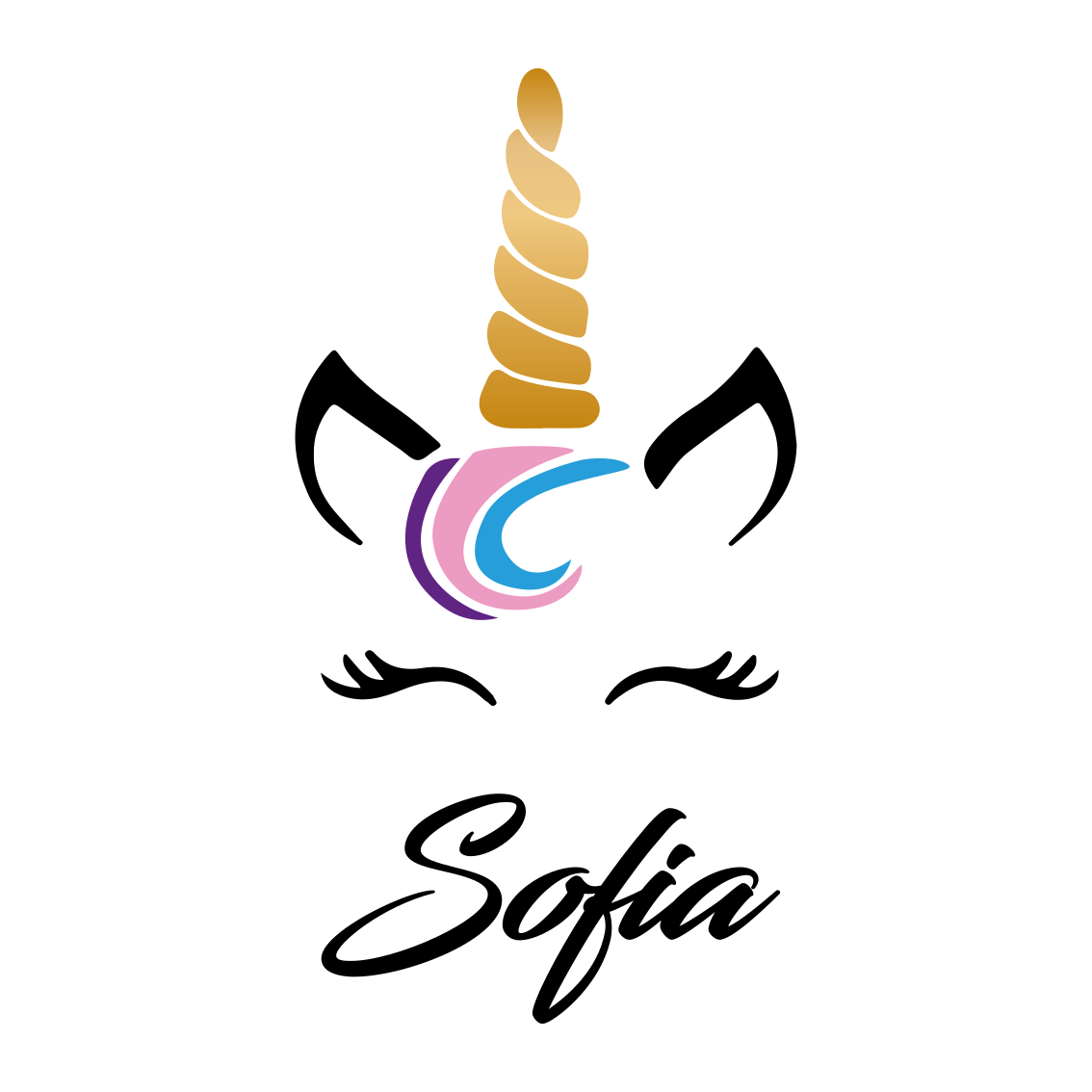 Personalisierte poster süßes einhorn gesicht - TenStickers