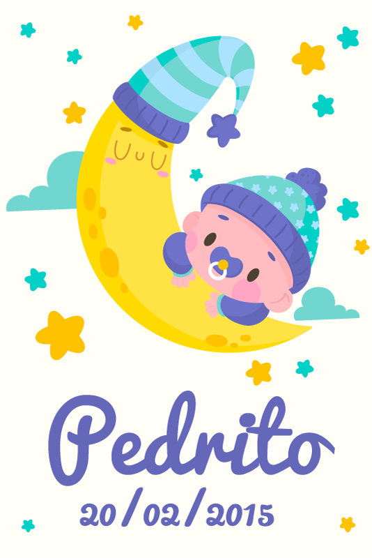 Personalisierte poster schlafendes baby mond - TenStickers