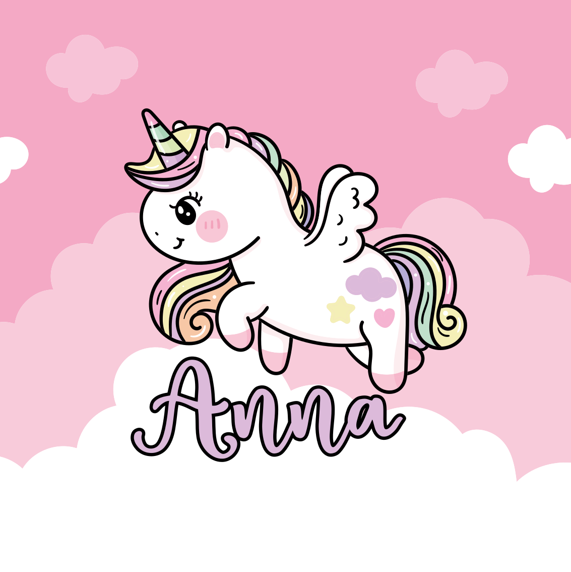 Personalisierte poster süßes einhorn-fantasie - TenStickers