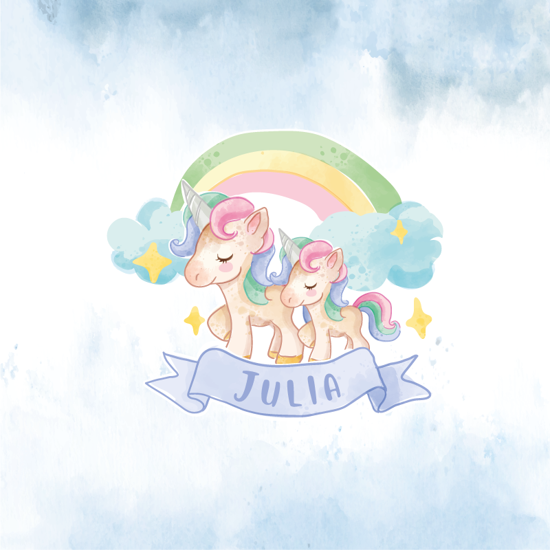 Personalisierte poster süßes einhorn paar - TenStickers