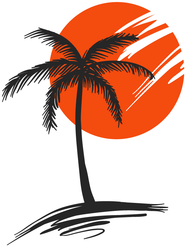 Poster baum mit dekorativem palmen-vinyl - TenStickers