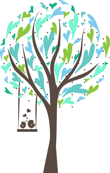 Poster baum mit schaukelnden vögeln für kinder - TenStickers