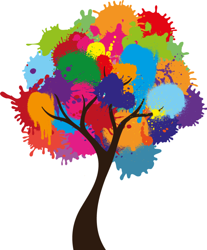 Poster baum farbenfrohe spritzer - TenStickers