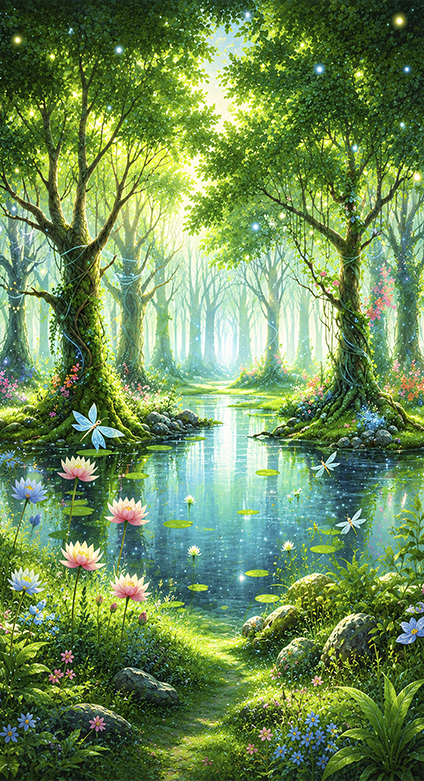 Poster baum verspieltes feenwandbild - TenStickers