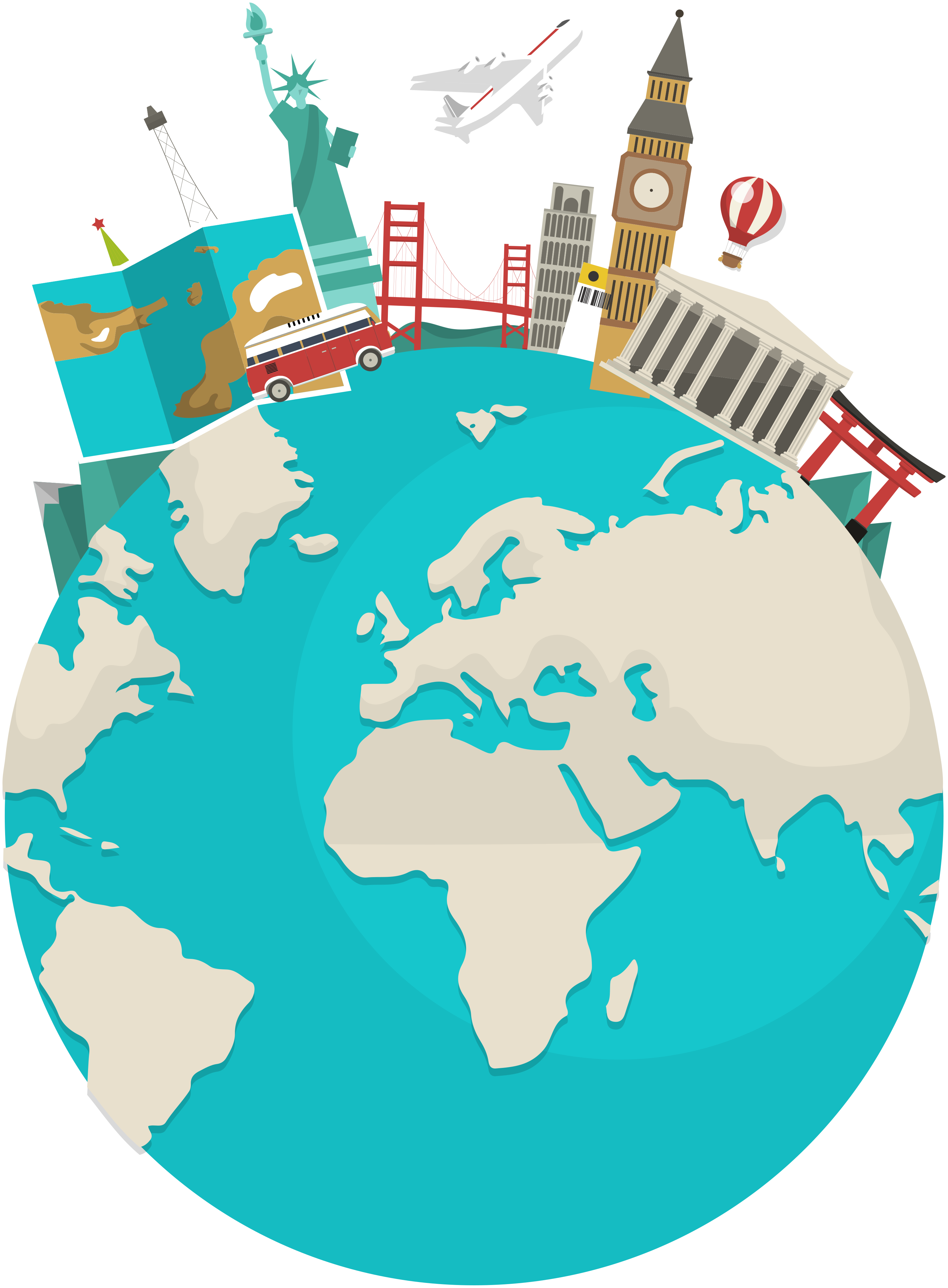 Poster weltkarte mit tourismusübersicht - TenStickers