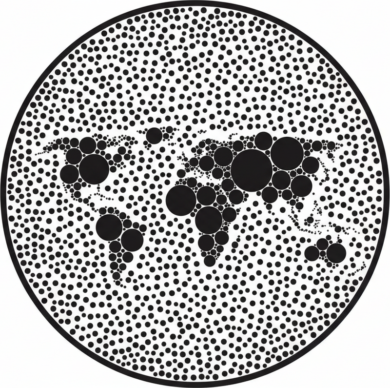 Poster weltkarte im kreisförmigen globalen design - TenStickers