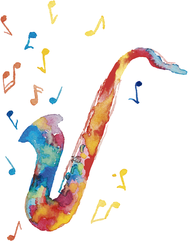 Musik poster bunte saxophon-illustration - TenStickers