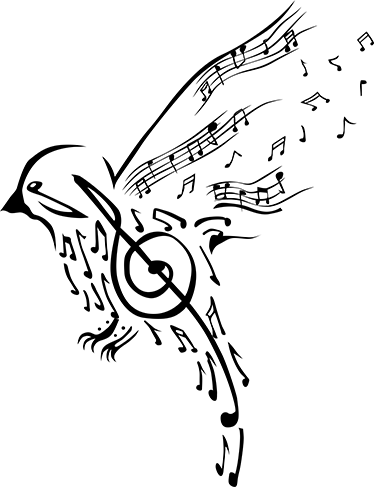 Musik poster mit vogel und noten als wanddeko - TenStickers