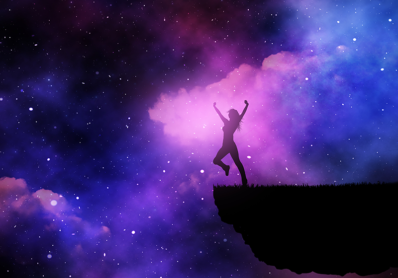 Poster landschaft schöne frau in der galaxie - TenStickers