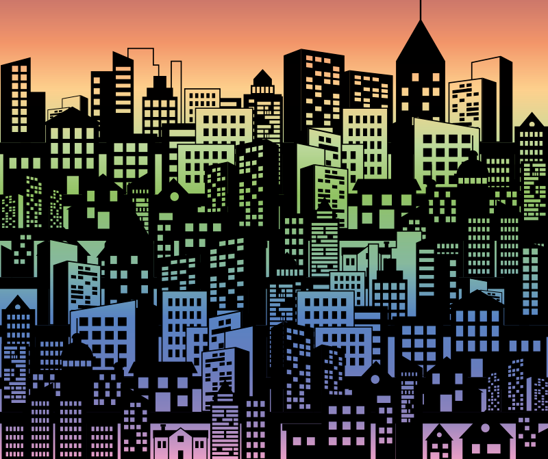 Poster landschaft sticker für schranktür bunt - TenStickers