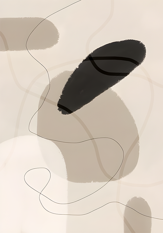 Poster abstrakt in beige tönen und formen - TenStickers