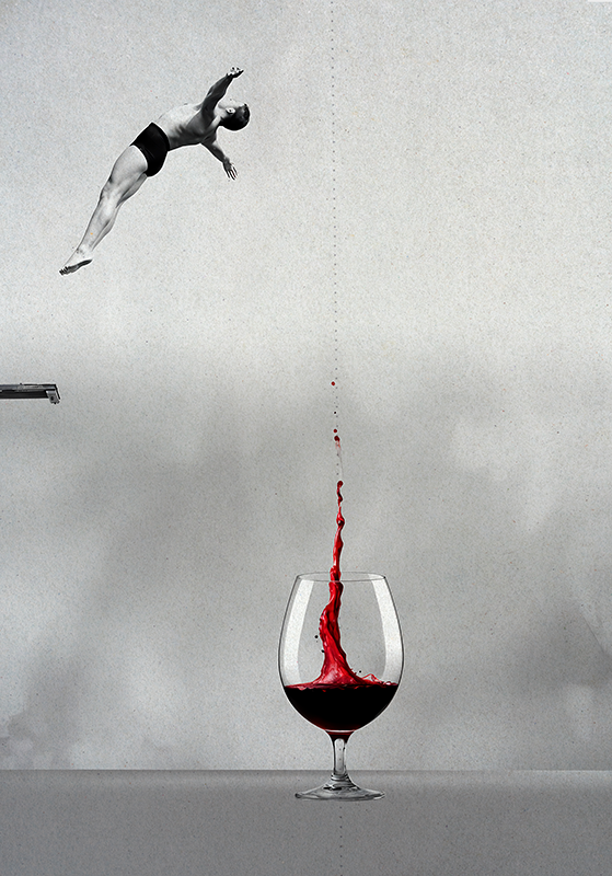 Poster abstrakt sprung zum weinglas - TenStickers