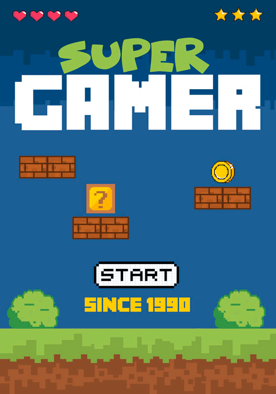 Gaming poster im retro-stil „super gamer“ - TenStickers