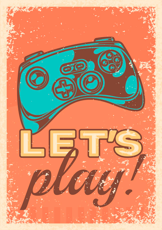 Gaming poster im retro-stil „let's play“ - TenStickers