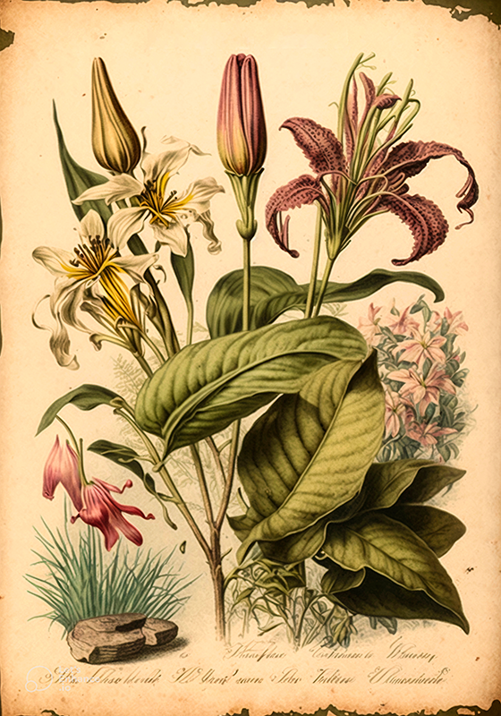 Blumenposter im vintage botanischen druck - TenStickers