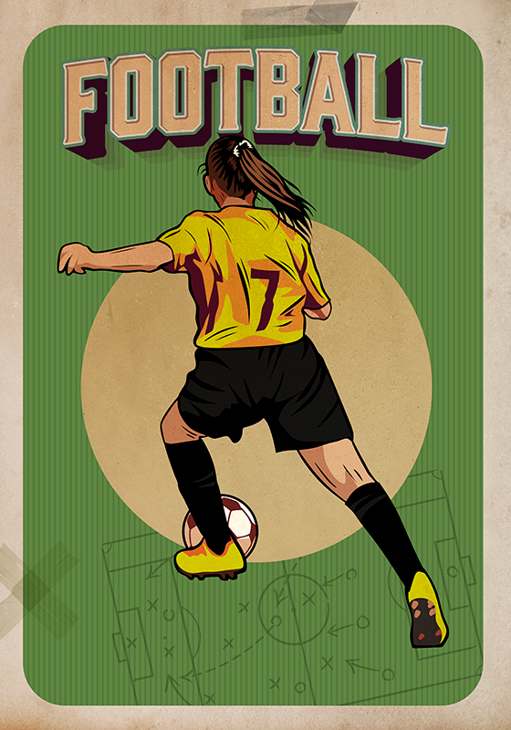 Poster fußball frauen retro - TenStickers