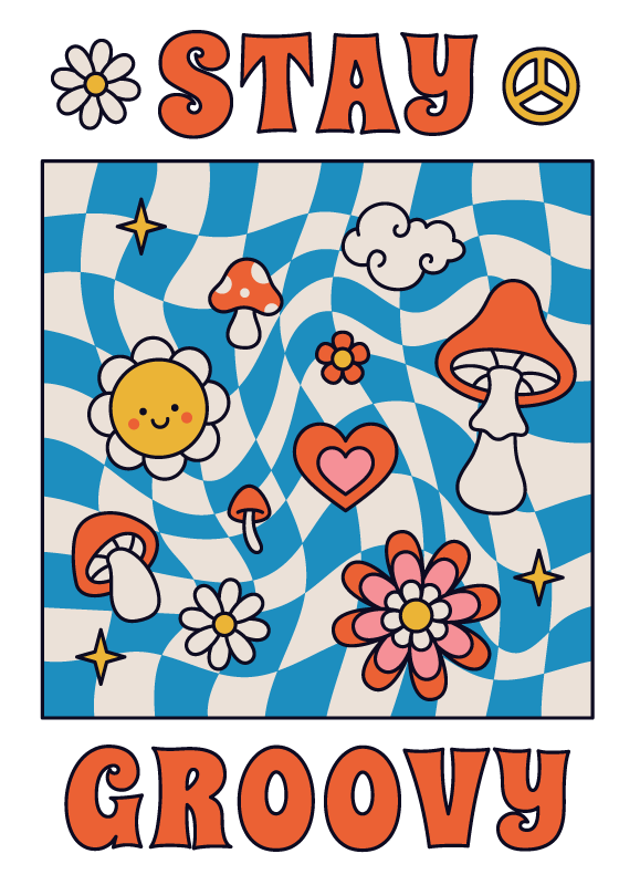 Poster Verspieltes Design "Stay Groovy" - TenStickers