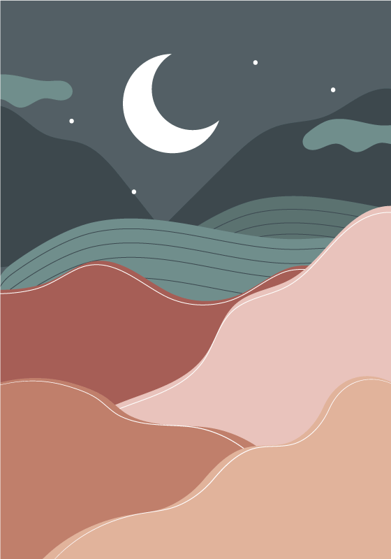 Poster Landschaft boho-nacht - TenStickers