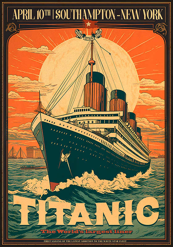 Vintage Poster berühmtes Schiff Titanic  - TenStickers