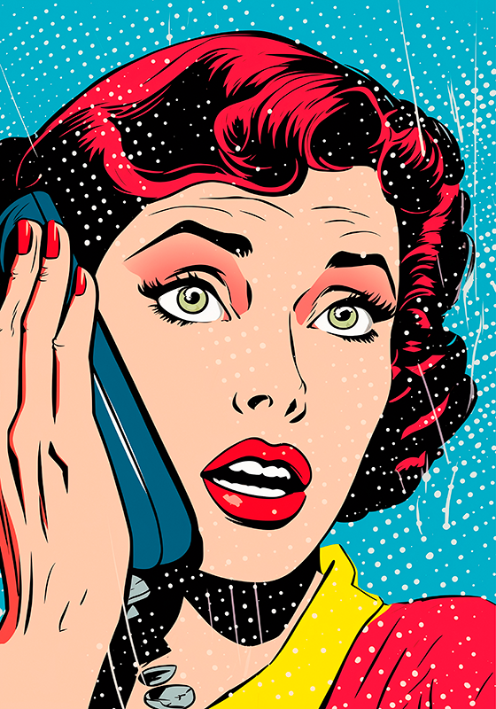 Pop-art-plakat frau am telefon - TenStickers