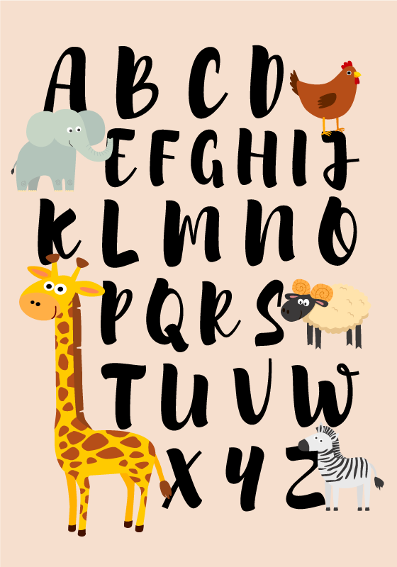 Poster Kinderzimmer Alphabet mit Tieren - TenStickers