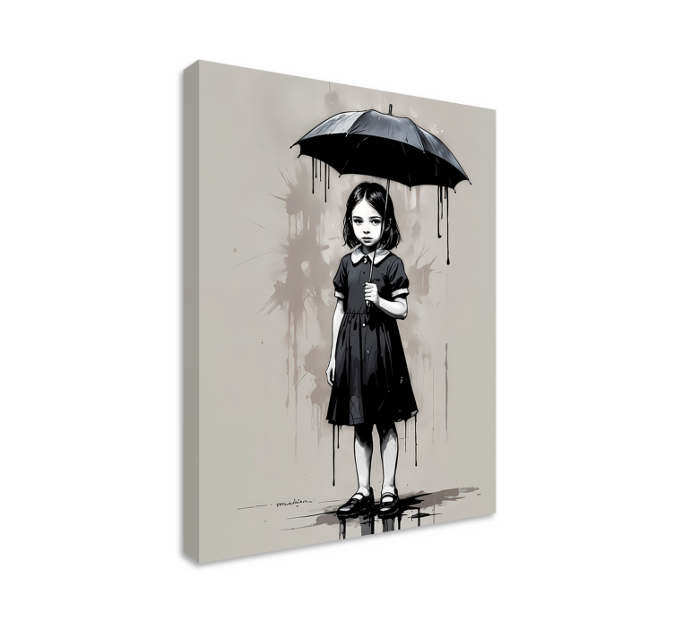 Kunst auf Leinwand regenschirm mädchen - TenStickers