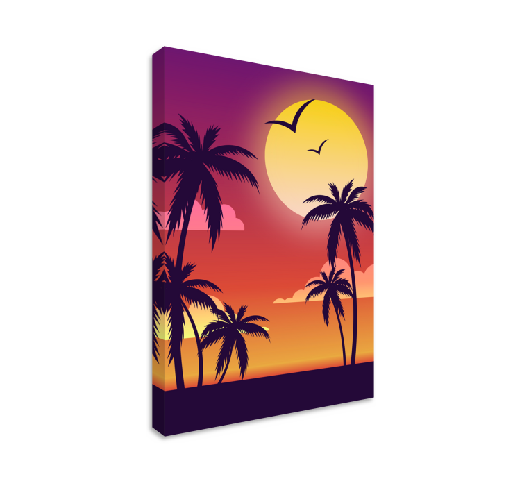 Wandbilder Landschaft tropische sonnenuntergangssilhouette - TenStickers