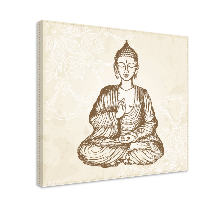 Wandbild Buddha Buda vintage blumen - TenStickers