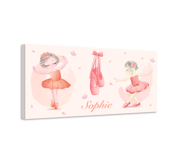 Wandbild Ballerina Bailarinas tríptico con nombre - TenStickers